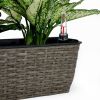 2-Pack Self-watering Planter - Hand Woven Wicker - Rectangular - Dark Gray - as Pic