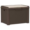 Patio Storage Box with Seat Cushion Brown 33 gal PP