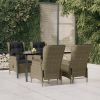 5 Piece Patio Dining Set Brown Poly Rattan
