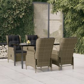 5 Piece Patio Dining Set Brown Poly Rattan