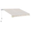 Outsunny 12' x 10' Retractable Awning Patio Awnings Sun Shade Shelter with Manual Crank Handle