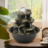 8.3inches Rock Cascading Tabletop Fountain with LED Light