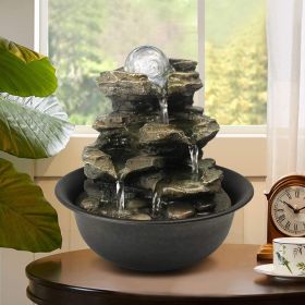8.3inches Rock Cascading Tabletop Fountain with LED Light