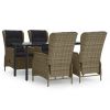 5 Piece Patio Dining Set Brown Poly Rattan