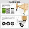 Wood Elevated Planter Bed with Lockable Wheels Shelf and Liner - Natural