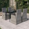 5 Piece Patio Dining Set with Cushions Gray