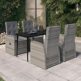 5 Piece Patio Dining Set with Cushions Gray