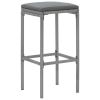 11 Piece Patio Bar Set with Cushions Gray Poly Rattan