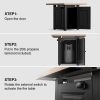 28In Fire Pit Table, 50000 BTU Propane with Lid & Lava Rocks, Flame-Out Protection,Wood Grain Black