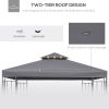 Outsunny 9.8' x 9.8' Gazebo Replacement Canopy, 2-Tier Top UV Cover for 9.84' x 9.84' Outdoor Gazebo, Dark Gray (TOP ONLY)