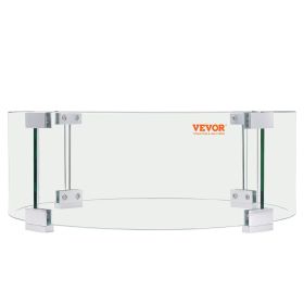 VEVOR Fire Pit Wind Guard, 23 x 23 x 8 Inch Glass Flame Guard, Round Glass Shield, 1/4-Inch Thick Fire Table, Clear Tempered Glass Flame Guard