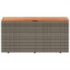 Patio Storage Box Gray 43.3"x19.7"x21.3" Poly Rattan Acacia Wood