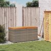 Patio Storage Box Gray 43.3"x19.7"x21.3" Poly Rattan Acacia Wood