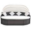 Patio Lounge Bed with Canopy Poly Rattan Brown