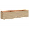 Patio Storage Box Beige 86.6"x19.7"x21.3" Poly Rattan Acacia Wood