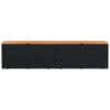 Patio Storage Box Black 86.6"x19.7"x21.3" Poly Rattan Acacia Wood