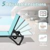 Outdoor Lounge Chair, Aluminum Plastic Patio Chaise Lounge with Side Table & 5 Position Adjustable Backrest & Wheels