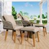 K&K 5 Pieces Patio Furniture Chair Sets, Patio Conversation Set With Wicker Cool Bar Table, Ottomans,Outdoor Furniture Bistro Sets for Porch,Backyard
