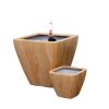 2-Pack Smart Self-watering Planter Pot for Indoor and Outdoor - Light Wood - Square Cone - as Pic