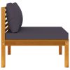 3 Piece Patio Lounge Set with Dark Gray Cushions Acacia Wood