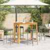 5 Piece Patio Bar Set Gray Solid Wood Acacia and Poly Rattan