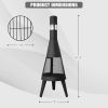 47.6" Tall Chiminea Outdoor Patio Fireplace Metal Wood Burning Outdoor Fire Pit, Black