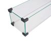 Fire Pit Table Wind Guard, 38.1 x 10.6 x 5.9 Inch Rectangular Glass Wind Guard, Clear Tempered Glass Flame Guard, with Aluminum Alloy Brackets
