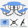 Round Outdoor Steel Picnic Table 46" with umbrella pole,Blue