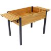 Raised Garden Bed, Metal Leg Wood Planter Boxes with Folding Storage Shelf