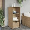 Patio Storage Cabinet Beige 19.7"x21.7"x45.3" Poly Rattan