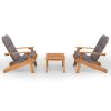 3 Piece Adirondack Patio Lounge Set Solid Wood Acacia