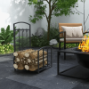 HOMCOM Firewood Rack With Fireplace Tools, Indoor Outdoor Firewood Holder For Fireplace, Wood Stove, Hearth Or Fire Pit