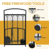 HOMCOM Firewood Rack With Fireplace Tools, Indoor Outdoor Firewood Holder For Fireplace, Wood Stove, Hearth Or Fire Pit