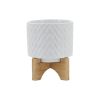 5" CHEVRON PLANTER W/ STAND, WHITE