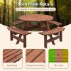 8-Person Outdoor Circular Wooden Picnic Table with 3 Built-in Benches, Gray