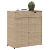 Patio Storage Cabinet Beige 41.3"x21.7"x44.5" Poly Rattan