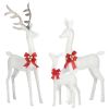 3 Packs Large Lighted Christmas Deer Family Set with Bows Warm White Deer 210 LED Lighted Reindeers Yard Lights