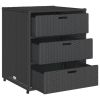 Patio Storage Cabinet Black 21.7"x23.2"x27.2" Poly Rattan