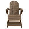 Patio Adirondack Chair with Ottoman&Table Solid Fir Wood Brown