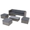 Patio Furniture, Outdoor Furniture, Seasonal PE Wicker Furniture,5 Set Wicker Furniture With Plywood Coffee Table,with lift TOP Coffee Table