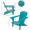 HDPE All-Weather Outdoor Adirondack Chair with Cup Holder,  330lbs Capacity, Light Blue
