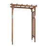 152*60*215cm Beautiful And Practical Flat-Topped Wooden Arch  Dark Brown