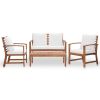 4 Piece Garden Lounge Set with Cushions Solid Acacia Wood