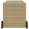 Garden Storage Box with Wheels Mix Beige 74.8 Gal Poly Rattan