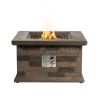 Outdoor Propane Fire Pit Table 28-inch Imitation Stone Square Concrete Propane Fire Pit with Lava Rocks and Rain Cover 50