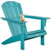 HDPE All-Weather Outdoor Adirondack Chair with Cup Holder,  330lbs Capacity, Light Blue