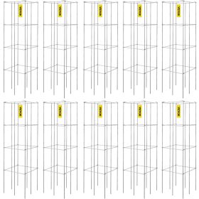VEVOR Tomato Cages, 11.8" x 11.8" x 46.1", 10 Packs Square Plant Support Cages, Silver PVC-Coated Steel Tomato Towers for Climbing Vegetables, Plants
