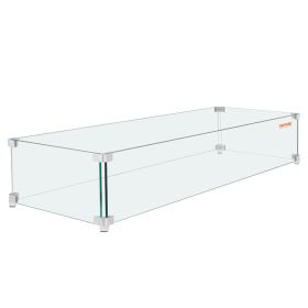 VEVOR Fire Pit Wind Guard, 38 x 10.5 x 6 Inch Glass Wind Guard, Rectangular Glass Shield, 0.3" Thick Fire Table, Clear Tempered Glass Flame Guard