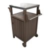 Side Table Trolley;  Outdoor Prep Dining Table Serving Cart with 304 Stainless Steel Top