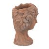 8x9x11.5" Brown Head Bust Planter, Greek Style Cement Head Planter
